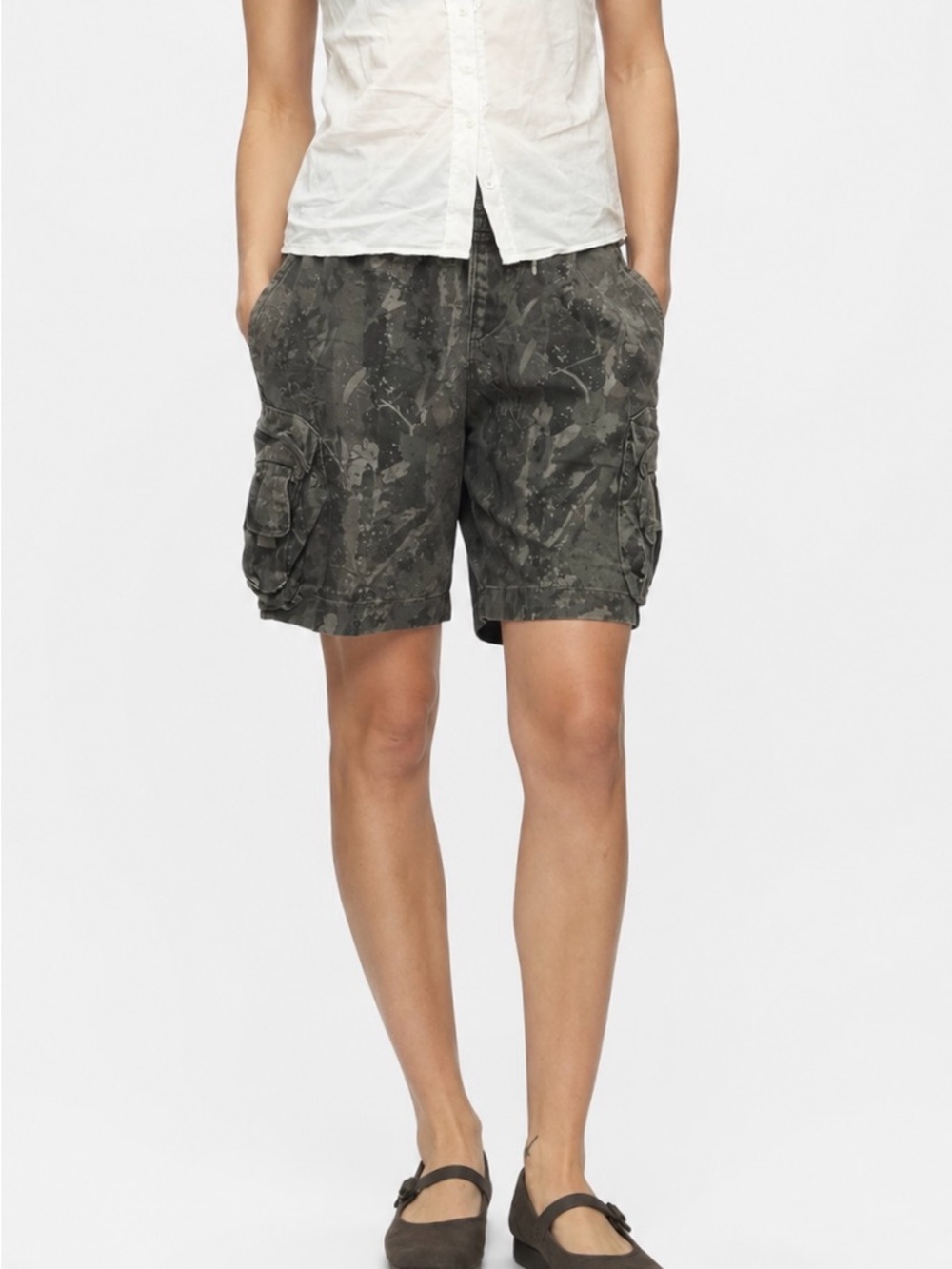 Forest Camo Cotton Bermuda Cargo Shorts